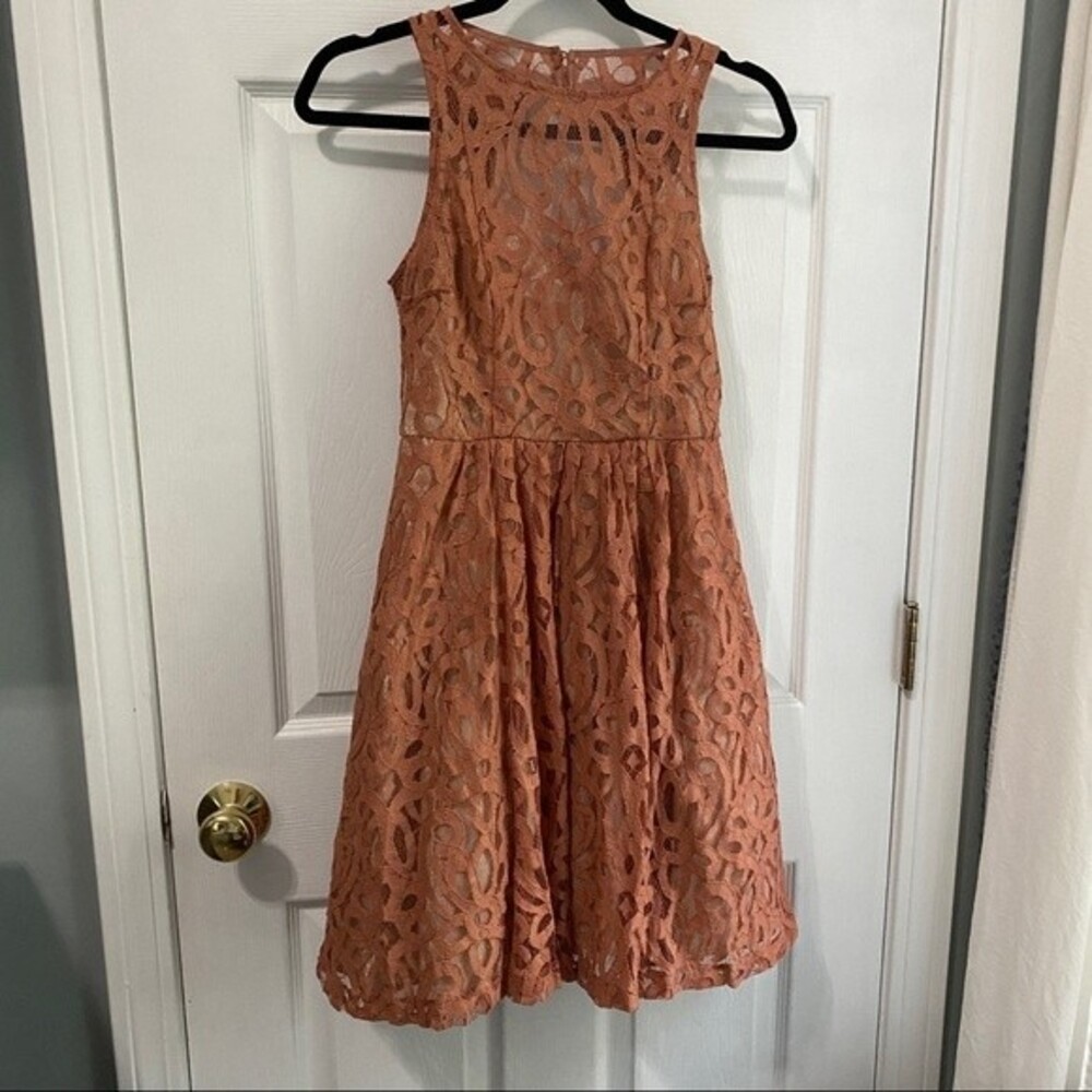 Anthropologie Tracy Reese Mariposa Lace Dress - rust/gold, size 0